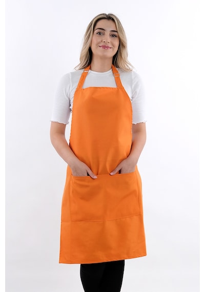 Simple 3lü Set Ayar Askılı Cepli Mutfak Önlüğü Seti 2 Eldiven Şef Garson Kafe Aşçı Barista Turuncu