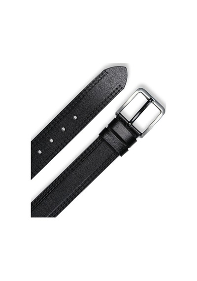 Mft Leather Hakiki Deri Kemer - Siyah, 4 Cm, Çift Dikiş Desen 8587 Siyah