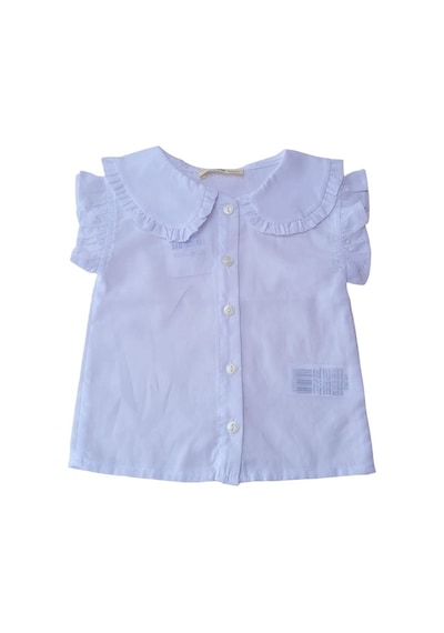 Çikoby Kız Bebek Çocuk Pamuklu Düşük Kol Fırfırlı Gömlek-12598-beyaz Beyaz