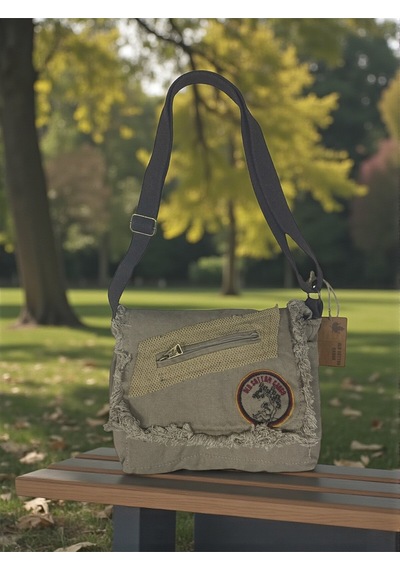 Old Cotton Cargo Vintage Küçük Salaş Unisex Günlük Çapraz Postacı Çantası S Boy 26x20cm Bej