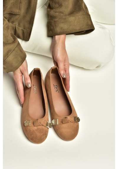 Fox Shoes Y250750702 Taba Süet Alçak Dolgu Tabanlı Kadın Ayakkabı