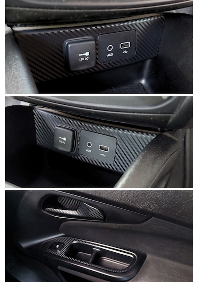 Fiat Egea Uyumlu İç Trim Kaplama Set Mat Karbon Siyah Kaplama Rengi - Siyah Karbon