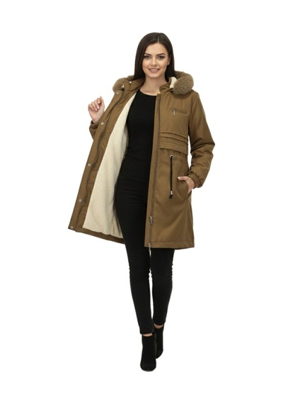 Baglan Kadın Kapüşonlu İçi Peluş Mont Bgl-st05027 Taba