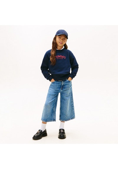 Tommy Hilfiger Crew Neck Çocuk Mavi Sweatshirt Kg0kg08989 Mavi