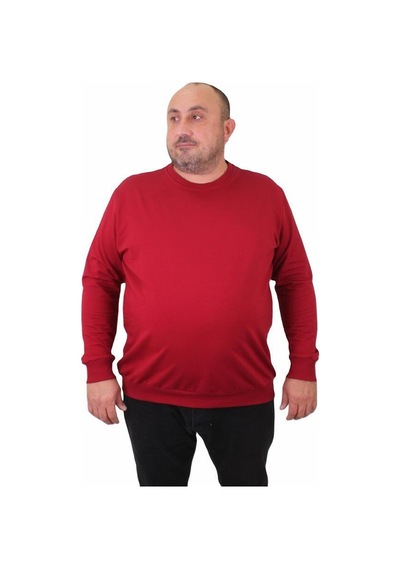 Starbattal Büyük Beden Sıfır Yaka Classic Sweat 23216 Bordo-Bordo