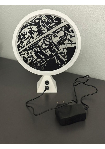 Valorant Neon Ajan Halka Led Işıklı Masa Gece Lambası Gamer Oyun Odası Dekor Hediye Adaptörlü Beyaz