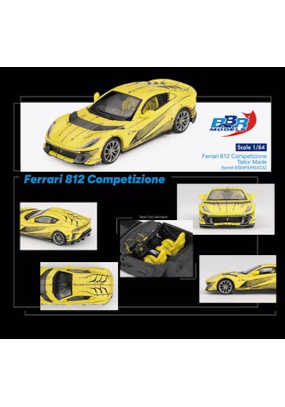 1:64 Ölçek Bbr 2026 Ferrari 812 Competizione Diecast Metal Minyatür Model Araba 5cm
