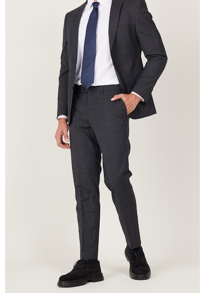 AC&Co / Altınyıldız Classics Erkek Antrasıt Lacı Ekstra Slim Fit Dar Kesim Mono Yaka Desenli Takım Elbise Antrasıt Lacı
