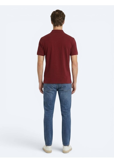 Kip Bordo Düz %100 Pamuk T-shirt