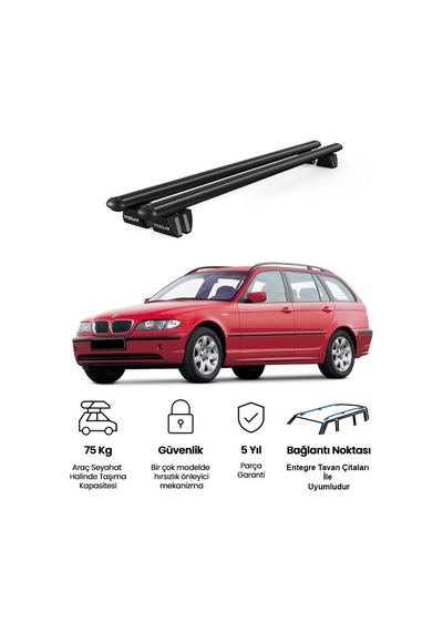 Pençe Bmw 3 Series Touring 2000-2005 Uyumlu Siyah Ara Atkı Port Bagaj Tavan Barı