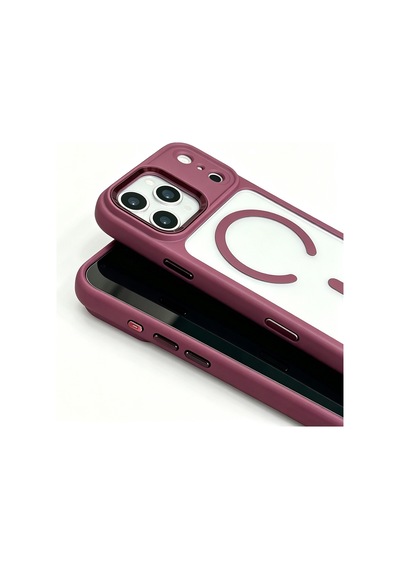 Maks Technology Apple Uyumlu iPhone 18 Pro Max Kılıf Wireless Şarj Özellikli Mkst Krom M-safe Silikon Kapak - Mürdüm