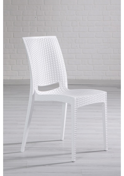 Rattan Small Camlı Beyaz Masa Takımı Bahçe&balkon 1 Camlı Masa 4 Sandalye Beyaz
