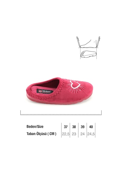 Gezer Kadın Kışlık Nakışlı Kalp Tasarım Rahat Taban Ev Bahçe Gondol Terlik Gt1kzm.15944.00.0ı7.f60 Bordo