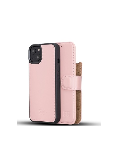 Bouletta Apple İphone 13 Uyumlu Deri Cüzdanlı Kılıf Nu2 Pembe