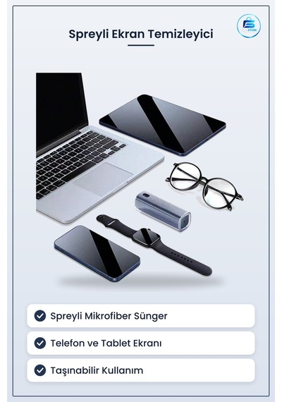 Telefon Tablet Ekran Temizleme Spreyli Mikrofiber Süngeri Taşınab