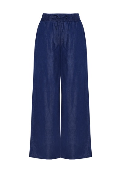 Yargıcı Geniş Yüksek Bel Pantolon 26ykpn3065x 515 Mavi
