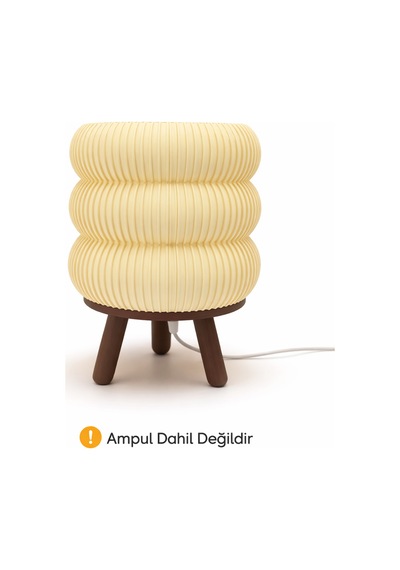 Modern Dekoratif Masa Lambası Şık Gece Lambası Sert Plastik Tasarım Led Uyumlu Minimal Tasarım Beyaz