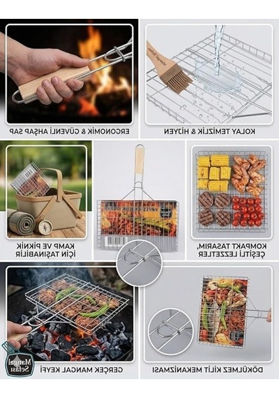 Küçük Mangal Teli, Ahşap Saplı Ve 35x20 Cm Ölçülerinde