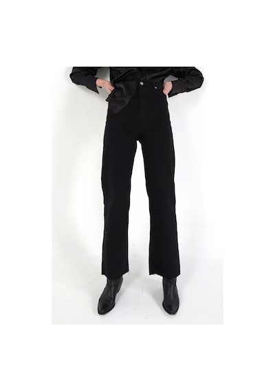 Yüksek Bel Wide Leg Jean Siyah
