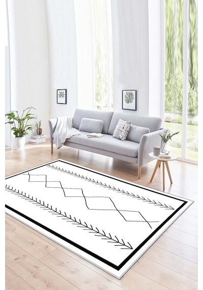 West Home Dijital Baskı Yıkanabilir Kaymaz Taban Leke Tutmaz Beyaz Mutfak Halısı Salon Halısı Ve Yolluk Wh 394 White