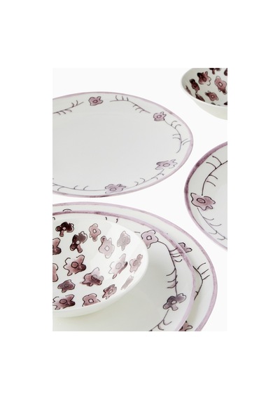 Serax Marni Dark Viola Anemone Milk Porselen Tabak Ve Kase Seti Çok Renkli