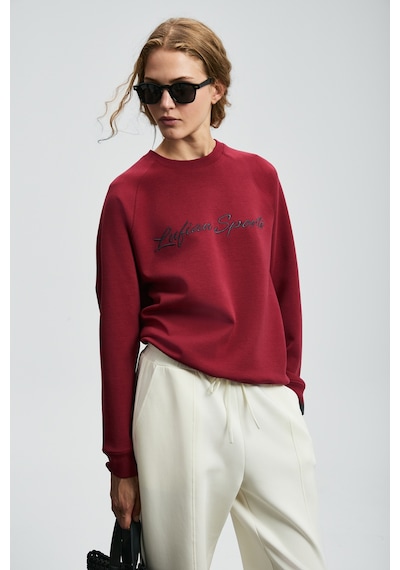 Lufian Ander Kadın Örme Sweatshırt Bordo Bordo 122030018100740 Bordo