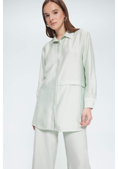 Defacto Relax Fit Uzun Kollu Tesettür Gömlek Tunik F1357ax25smgn1181 Yeşil