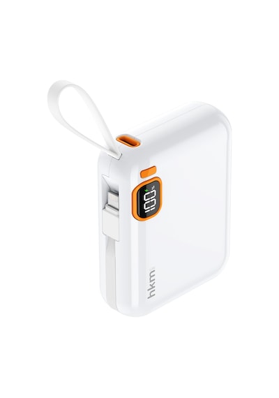 Power Duo 10.000 Mah 20W Pd 20W Hızlı Şarj Destekli Type-C Ve Lightning Kablolu Powerbank Beyaz