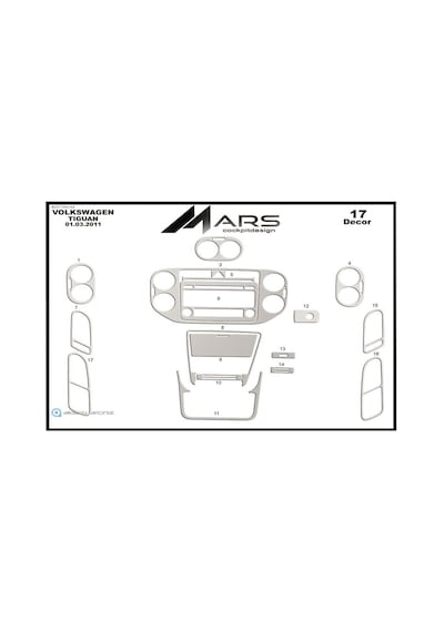 Volkswagen Tiguan Torpido Kaplama 2007-2010 20 Parça Alüminyum