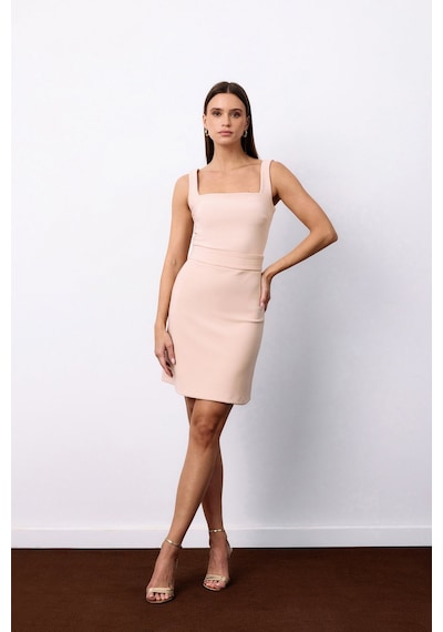 Sateen Düz Kısa Etek - Bej-135546 Bej