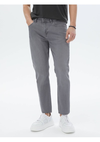 Kip Gri Slim Fit Denim Pamuk Karışımlı Pantolon Çok Renkli
