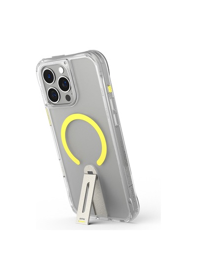 Apple Uyumlu iPhone 16 Pro Max Kılıf Magsafe 360 Dönebilen Standlı Skinarma Helix Kapak Şeffaf