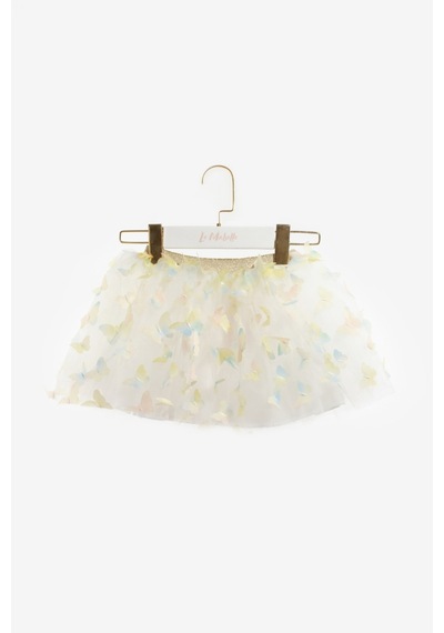 Le Mabelle Sarı Kelebek Aplikeli Kız Çocuk Tül Etek - Pauline Sarı