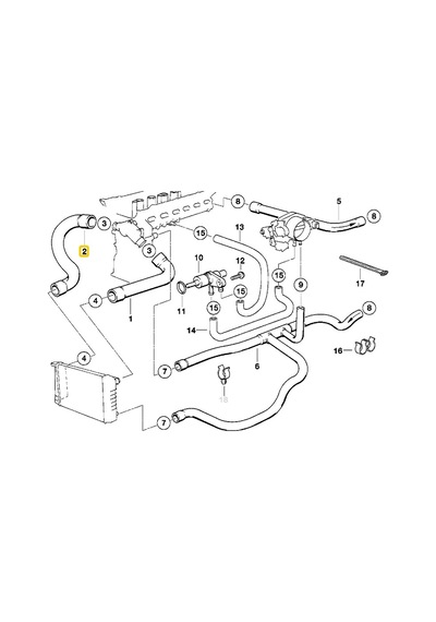 Bmw E34 M50 Uyumlu Motor Radyatör Alt Hortumu 11531722851