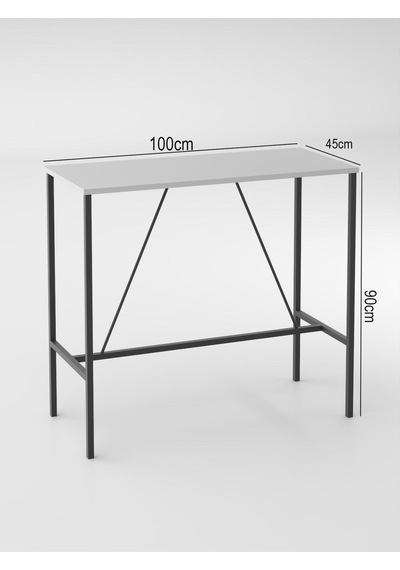 Retodesign Beyaz Bar Mutfak Masası / Yemek Masası 1058b Siyah