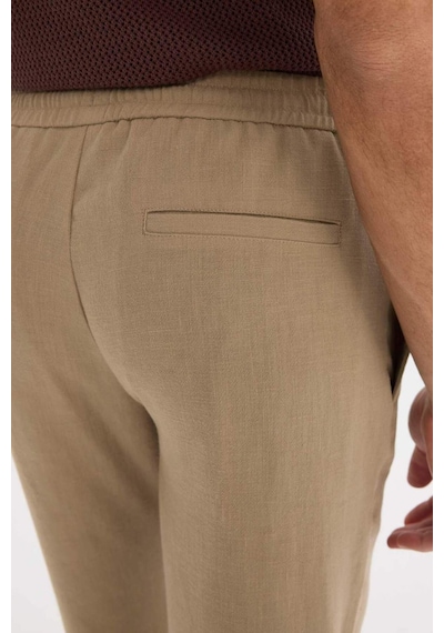 Defacto Relax Fit Rahat Kesim Kısa Paça Keten Görünümlü Yazlık Kumaş Pantolon E4790ax25smkh92 Haki