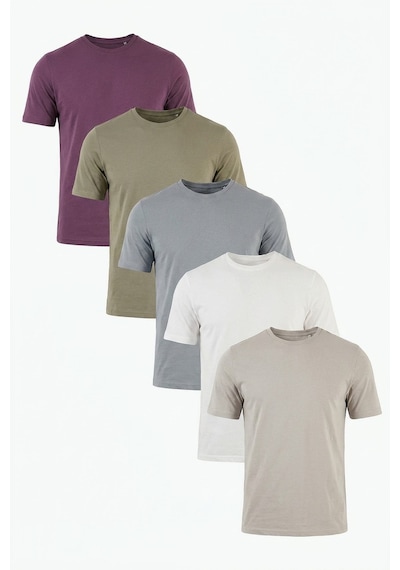 Buratti Pamuklu Regular Fit Bisiklet Yaka 5'li Paket T Shirt Erkek T Shirt 59020204s5 Mürdüm-vizon Yeşili-kül-açık Gri-ekru Mürdüm-vizon Yeşili-kül-açık G