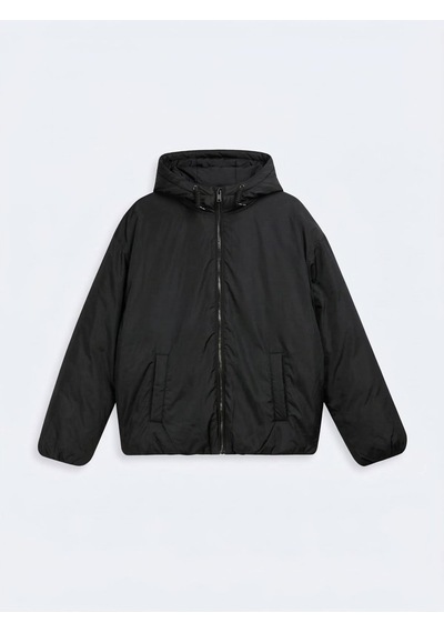 LTB Relaxed Fit Şişme Kapüşonlu Siyah Mont