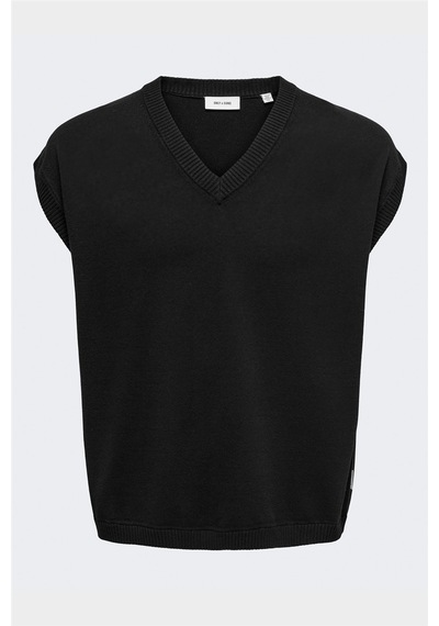 Only & Sons Onslusım Lıfe Rlx 12 V-neck Vest Knıt Erkek Siyah Yelek - 22030784 Siyah