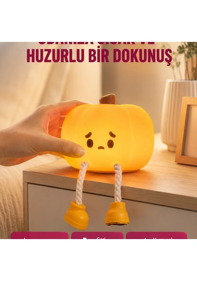 Dekoratif Pumpkin Gece Lambası Şarjlı Dokunmatik Led Işık Yeni Nesil Renkli