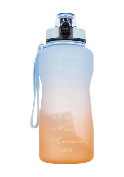 Lumin Flask Su Matarası 1,5 Litre Motivasyon Matarası Bpa Free Su Şişesi Suluk Water Bottle Mavi - Turuncu