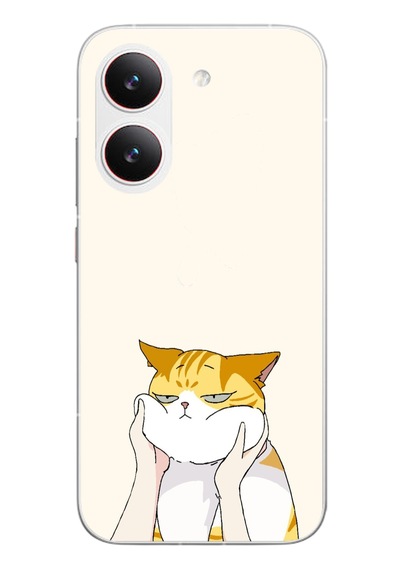 Poco X8 Pro Uyumlu Sarı Kedi Yanakları Baskılı Silikon Kılıf Renkli