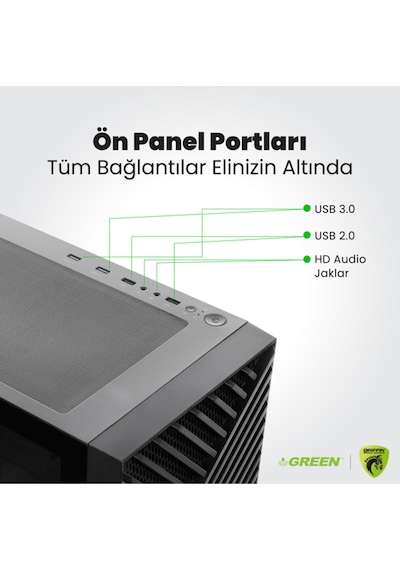 Green GRIFFIN G3 PLUS i5-14400f 16 GB 512 GB SSD RTX5060 Free Dos Oem Paket Masaüstü Oyuncu Bilgisayarı