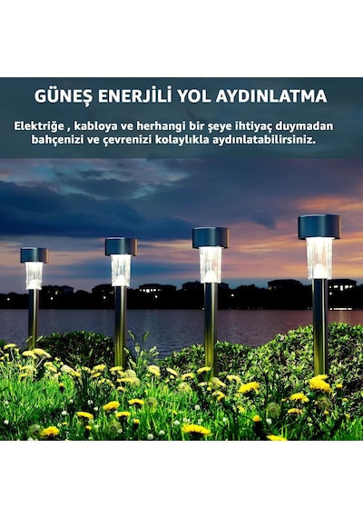 Solar Güneş Enerjili Bahçe Aydınlatma Lambası 10'lu Paket - Paslanmaz Çelik Gövdeli Su Geçirmez Led Dış Mekan Yol, Çim, Patika Ve Peyzaj Armatürü &