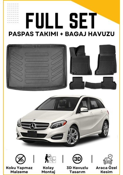 Mercedes B Serisi W246 2014 Model Birebir Uyumlu Bagaj Havuzu+paspas Seti