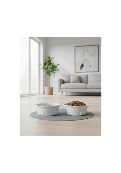Köpek Su Ve Mama Kabı - Seramik Beyaz Kase - 2'li - Büyük Irk - 19cm - 2 1000ml
