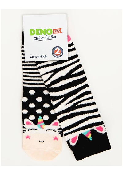 Denokids Zebracorn Kız Soket Çorap