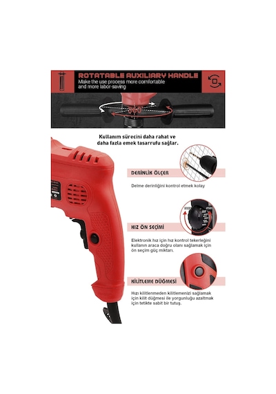 Assur ASR207 500 W 13 MM Elektrikli Matkap Kırmızı