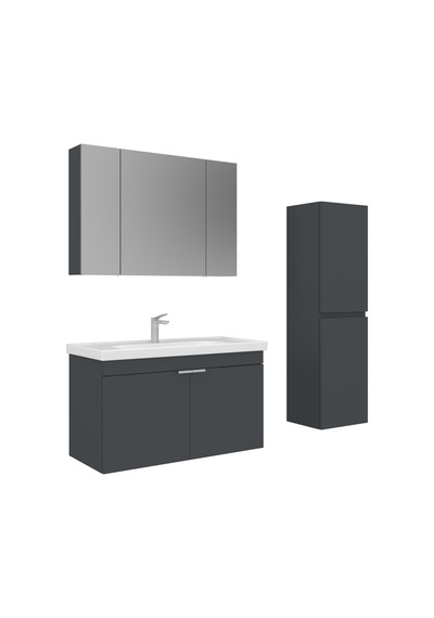 Orka Desna 100 Cm Mat Antrasit Banyo Dolabı Takımı Ve Boy Dolabı Antrasit Orka Desna 100 Cm Mat Antrasit Banyo Dolabı Takımı Ve Boy Dolabı Antrasit
