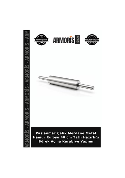 Paslanmaz Çelik Merdane Metal Hamur Rulosu 40 Cm Tatlı Hazırlığı Börek Açma Kurabiye Yapımı Çok Renkli